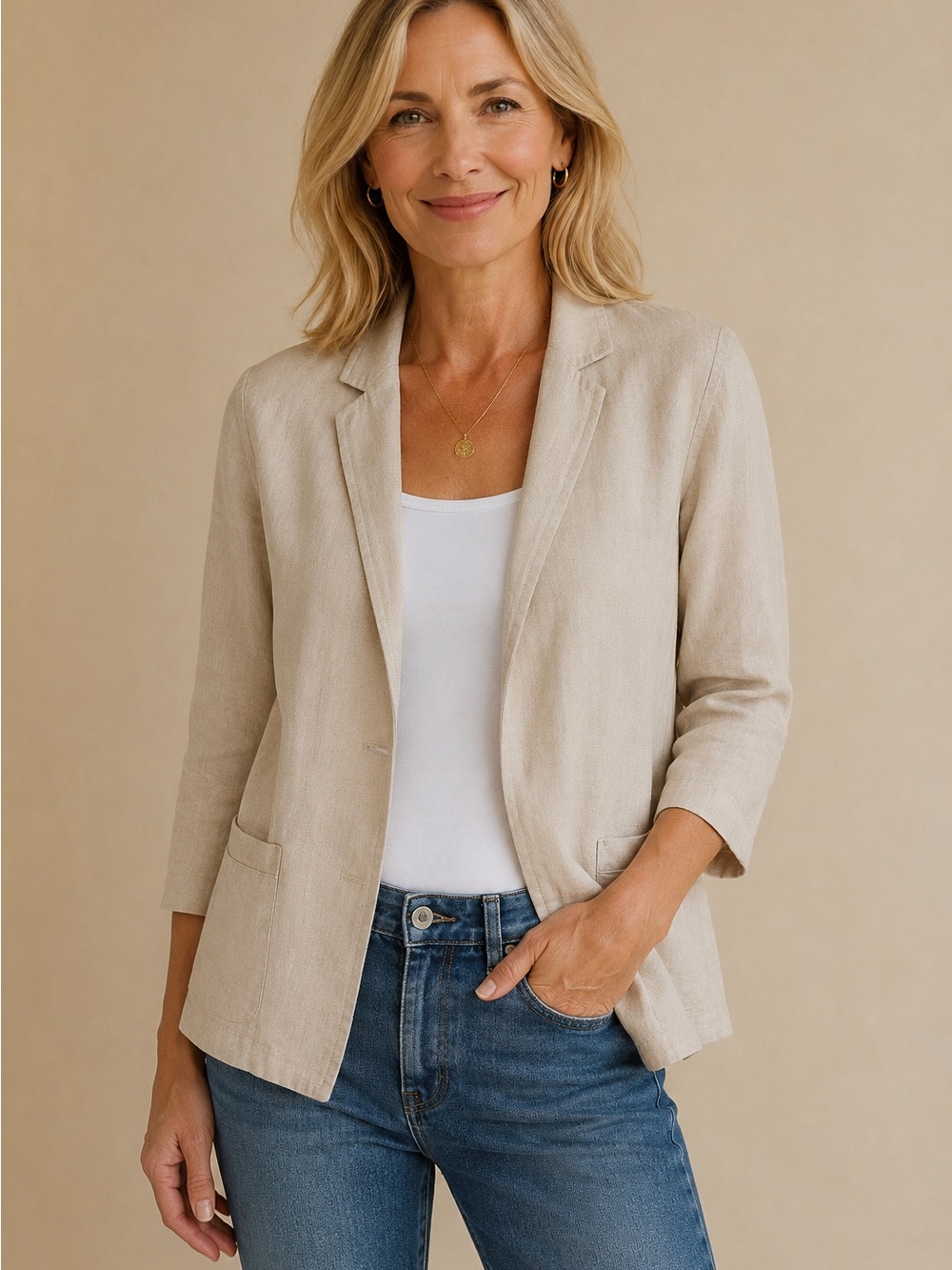 Urban Renewal Beige Open-Front Linen Blazer Size XS